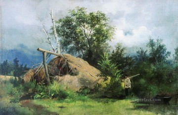 Iván Ivánovich Shishkin Painting - choza 1861 paisaje clásico Ivan Ivanovich